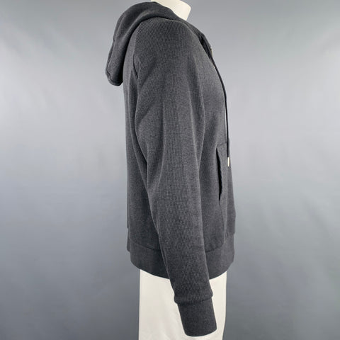 THOM BROWNE Size XXL Grey Charcoal Waffle Knit Cotton Jacket