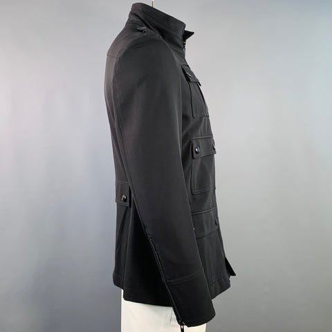 BURBERRY PRORSUM Size L Black Polyamide Blend Patch Pockets Zip Up Jacket