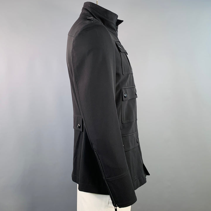 BURBERRY PRORSUM Size L Black Polyamide Blend Patch Pockets Zip Up Jacket