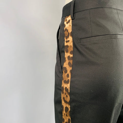 DOLCE & GABBANA Size 36 Black Brown Leopard Stripe Cotton Blend Dress Pants