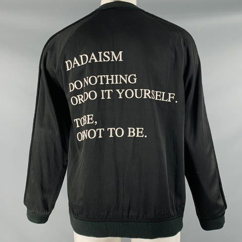 CHRISTIAN DADA Size M Black Rayon Blend Bomber Jacket