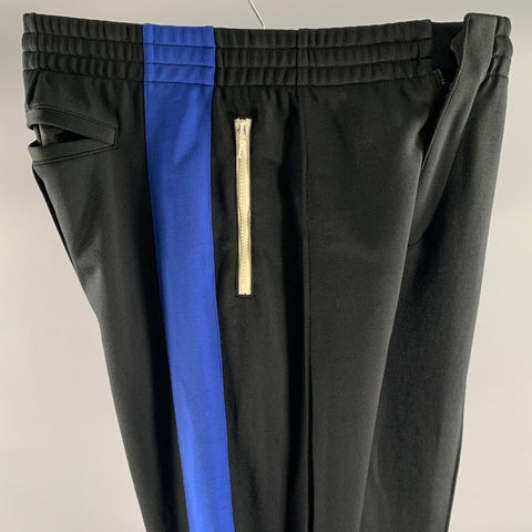 RAG & BONE Size M Black Blue Side Stripe Cotton Polyester Sweatpants