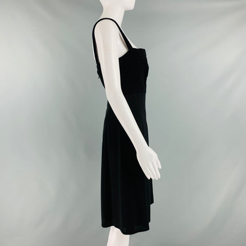 CHANEL Size 6 Black Wool  Nylon Empire Waist Below Knee Dress