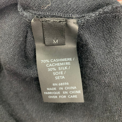 DONNA KARAN Taille M Noir Cachemire / Soie Haut décontracté à manches courtes