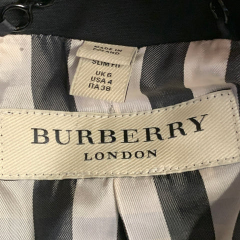 BURBERRY LONDON Size 4 Black Virgin Wool Blend Slim Fit Jacket Blazer