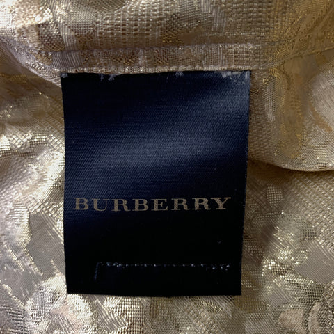 BURBERRY PRORSUM SS2008 Size S Gold Jacquard Silk & Polyamide Ruffle Long Sleeve Shirt
