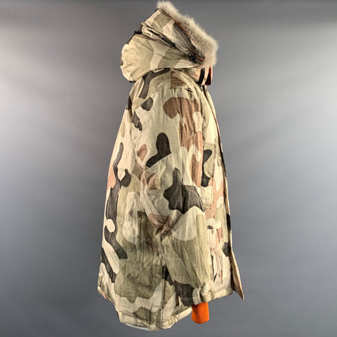 WOOLRICH Size M Green Brown Camo Puffer Coat
