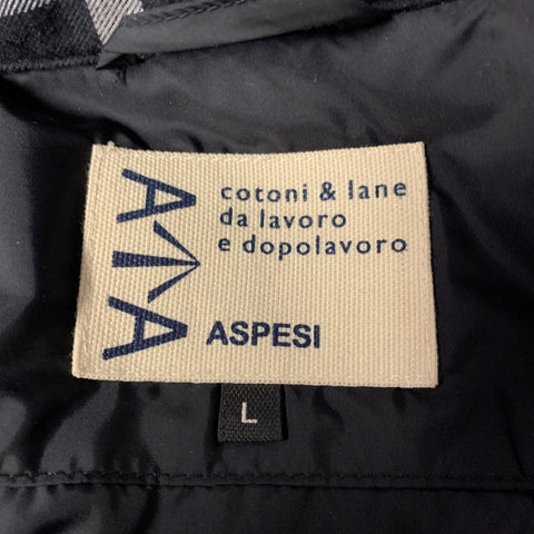 ASPESI Taille L Veste chemise matelassée en coton à carreaux noir et blanc