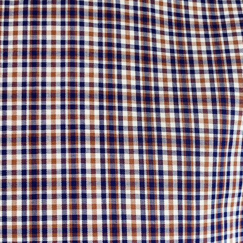 DSQUARED2 Size 40 White Navy Brown Plaid Cotton Contrast Trim Long Sleeve Shirt