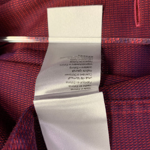 ETON Size XL Red Nailhead Cotton Curved Cutaway Long Sleeve Shirt