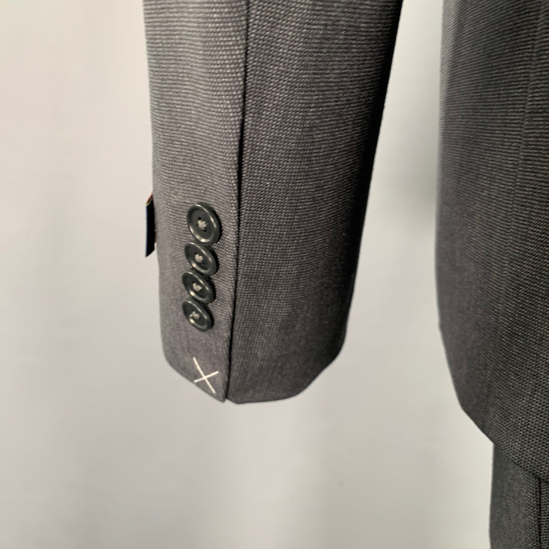 NEIMAN MARCUS Size 40 Grey Charcoal Nailhead Virgin Wool Suit