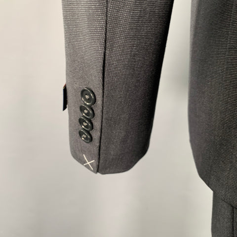 NEIMAN MARCUS Costume en laine vierge gris anthracite texturé taille 40