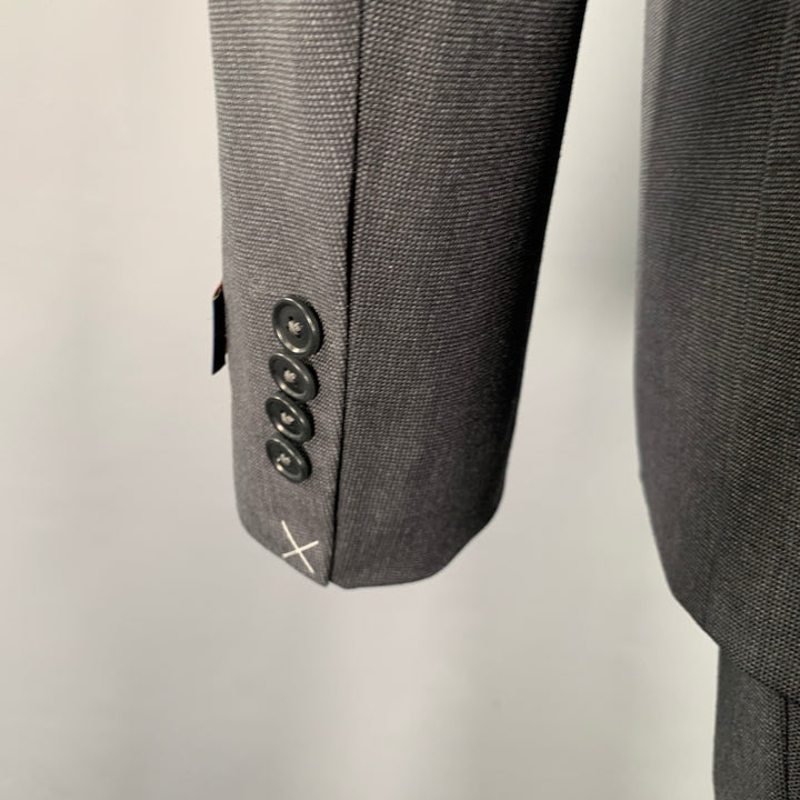 NEIMAN MARCUS Size 40 Grey Charcoal Nailhead Virgin Wool Suit