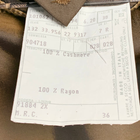RALPH LAUREN Size 38 Regular Tan Brown Houndstooth Cashmere Peak Lapel Double Breasted Sport Coat