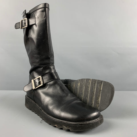 DONALD J PLINER Size 9.5 Black Leather Side Zipper Boots