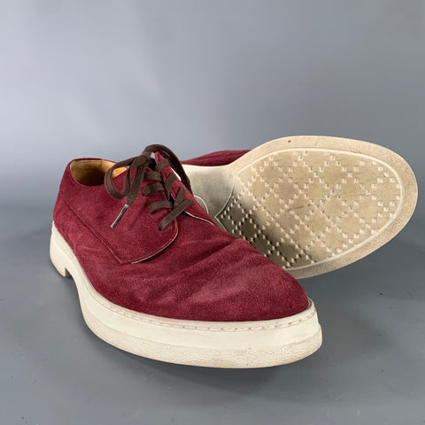 GUCCI Size 9 Burgundy Leather Lace Up Lace Up Shoes