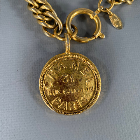 CHANEL Medallion 24k Gold Plated Charm Bracelet