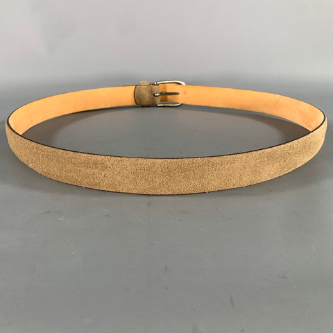 BERGDORF GOODMAN Size 38 Khaki Solid Suede Belt