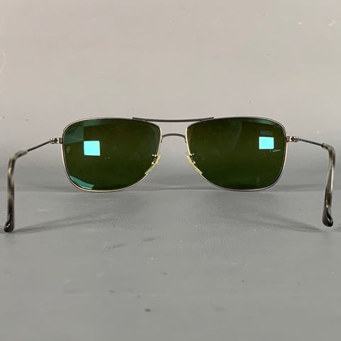 RAY-BAN Chromance Silver Metal Polarized Square Aviator Sunglasses