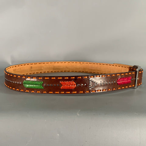 ETRO Brown Orange Leather Belt