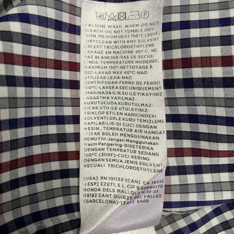 Chemise en Coton à Carreaux Rouge et Bleu Marine Manches Longues ERMENEGILDO ZEGNA Taille XL