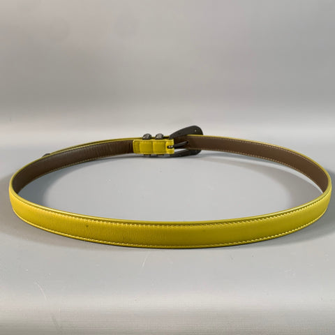 BOTTEGA VENETA Size 38 Green Brown Solid Leather Belt
