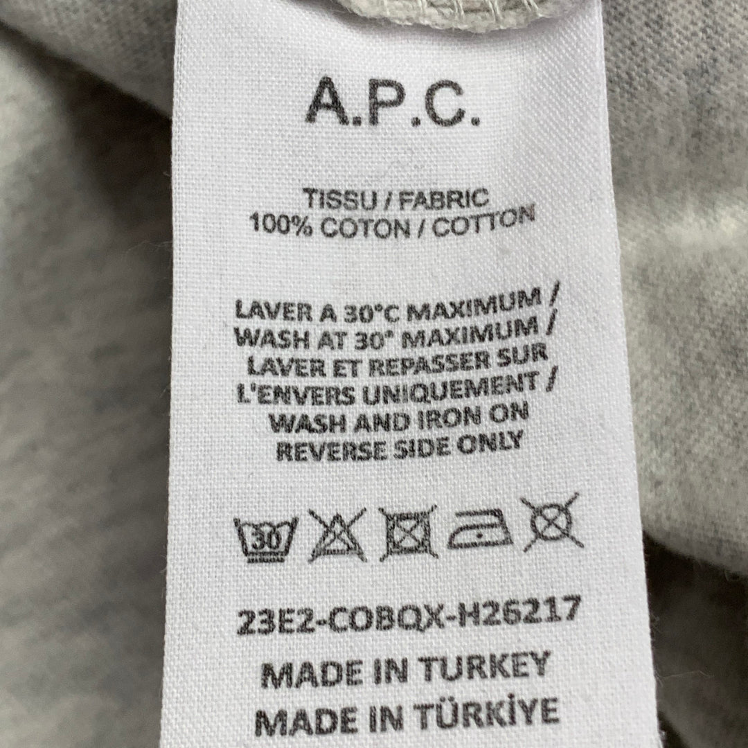 A.P.C. Size XL Heather Grey Orange Cotton Logo Crew Neck T-shirt