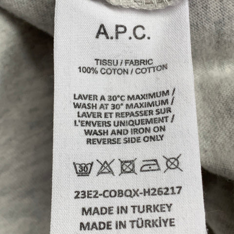 A.P.C. Size XL Heather Grey Orange Cotton Logo Crew Neck T-shirt
