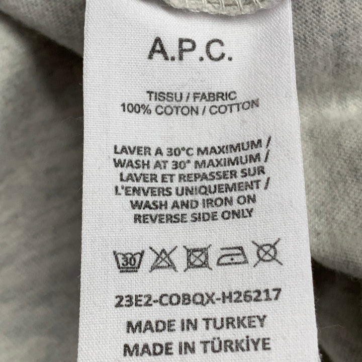 A.P.C. Size XL Heather Grey Orange Cotton Logo Crew Neck T-shirt