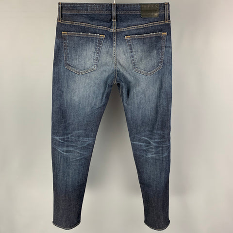 ADRIANO GOLDSCHMIED Size 33 Blue Washed Cotton Polyurethane Slim Jeans