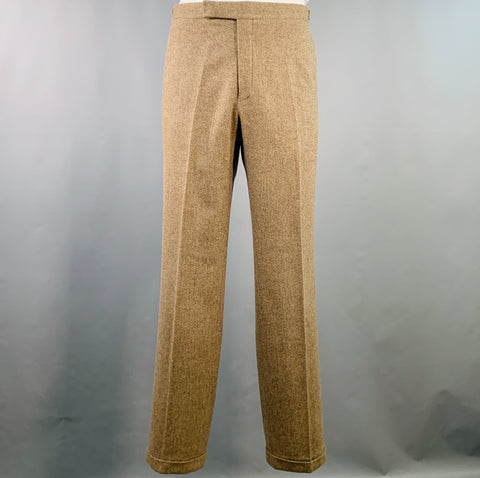 POLO by RALPH LAUREN Size 42 Long Brown Herringbone Virgin Wool Suit