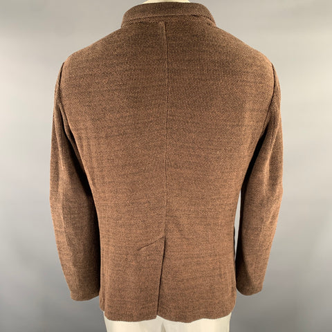 Veste de sport BARENA taille 42 en tricot de coton mélangé marron avec revers crantés