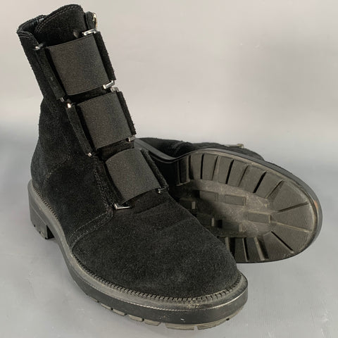 AQUATALIA Size 7.5 Black Suede Elastic Side Zipper Ankle Boots