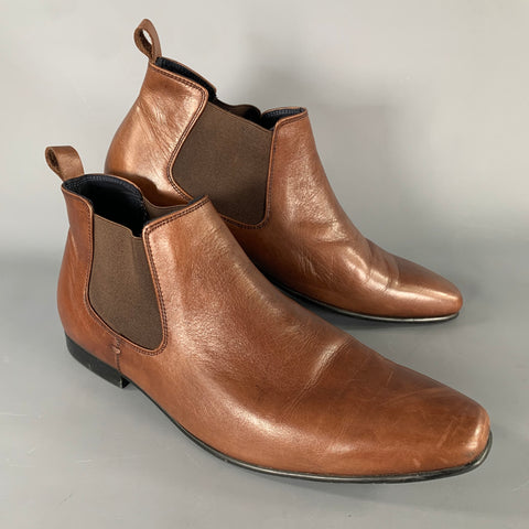 DROVER Size 12 Brown Leather Square Toe Boots