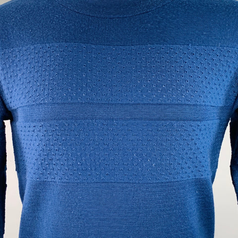 S.N.S HERNING Size M Blue Knit Stripe Wool Crew Neck Sweater