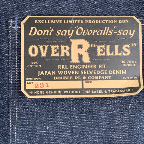 RRL by RALPH LAUREN Limited Edition Size 36 Indigo Contrast Stitch Selvedge Denim Worker Jeans
