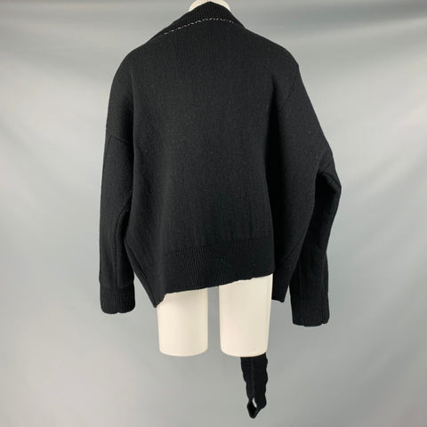 RAF SIMONS Size S SS18 -Fireman Buckle- Black Knit Wool Oversized Sweater
