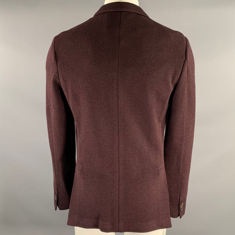 PAUL SMITH Chest Size 42 Burgundy Knit Wool Notch Lapel Sport Coat