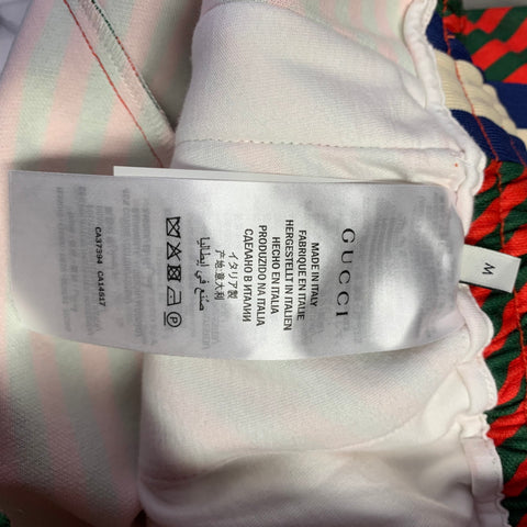 GUCCI Size M Red Green Stripe Polyester Cotton Joggers Casual Pants