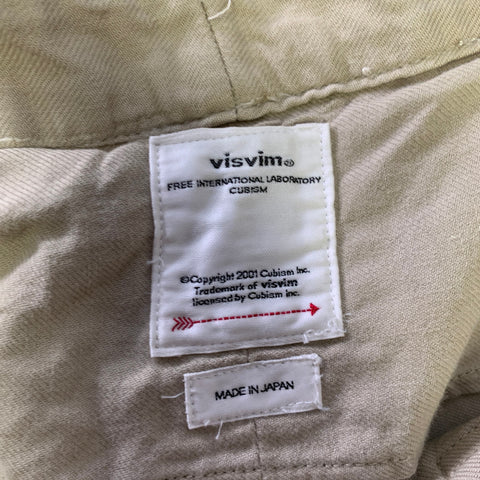 VISVIM Size L Khaki Distressed Cotton Button Fly Casual Pants