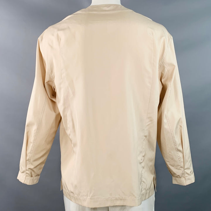 LEMAIRE Size 48 Beige Viscose Collarless One Pocket Long Sleeve Shirt