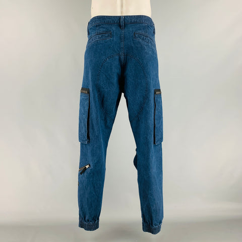 G-STAR Size 36 Indigo Solid Cotton Cargo Pockets Casual Pants