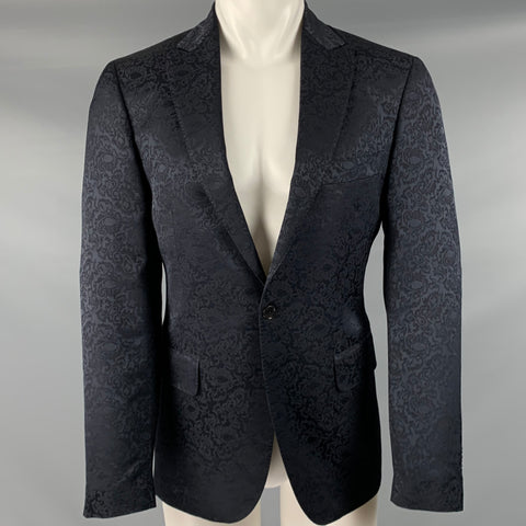 ETRO Talla 40 Abrigo deportivo con solapa de pico y mezcla de lana de cachemira negra