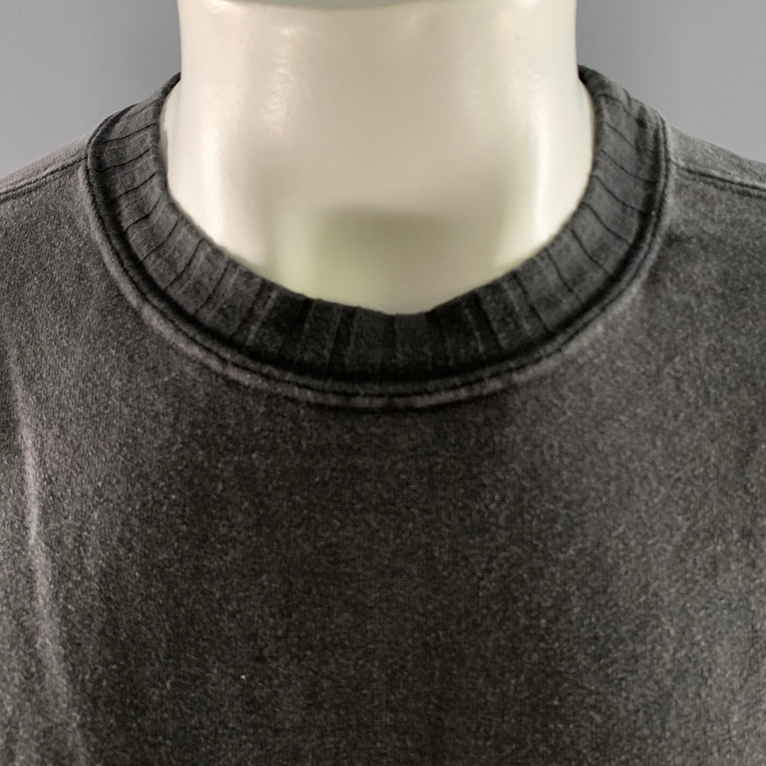 EVAN KINORI Size S Grey Washed Ribbed Sweatshirt