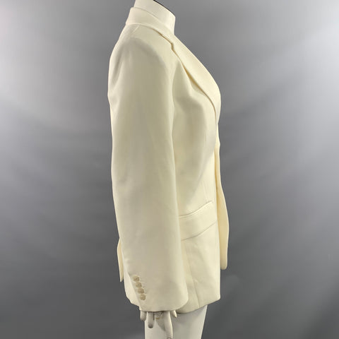 NILI LOTAN Size 10 Off White Wool Notch Lapel Jacket Indoor Blazer
