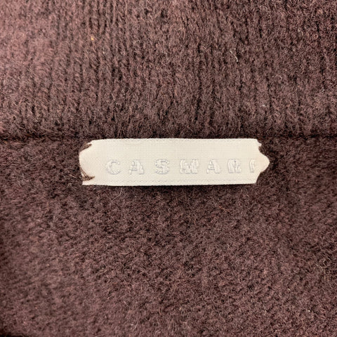 CASMARI Size S Brown Knitted Cashmere Hooded Open Front Cardigan