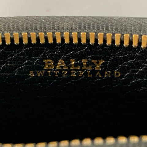 BALLY Black Leather Cardholder Zip Wallet