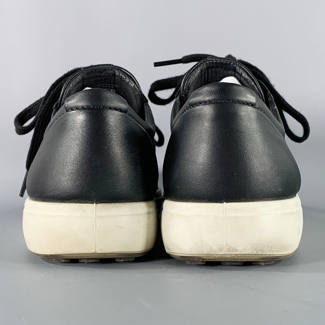 ECCO Size 9 Soft 7 Black White Leather Low Top Sneakers