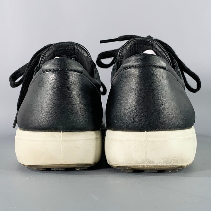 ECCO Size 9 Soft 7 Black White Leather Low Top Sneakers