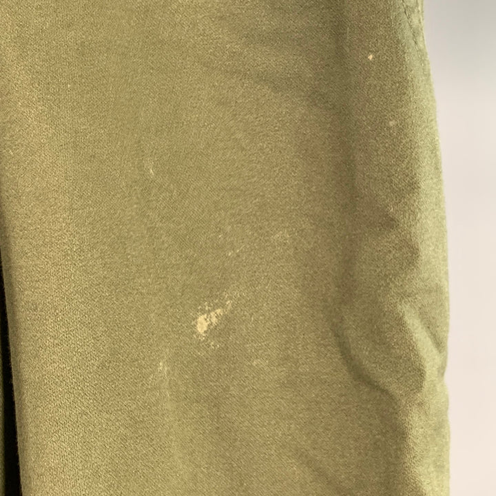 MONITALY Size 34 Green Olive Cotton Sateen Pleated Casual Pants